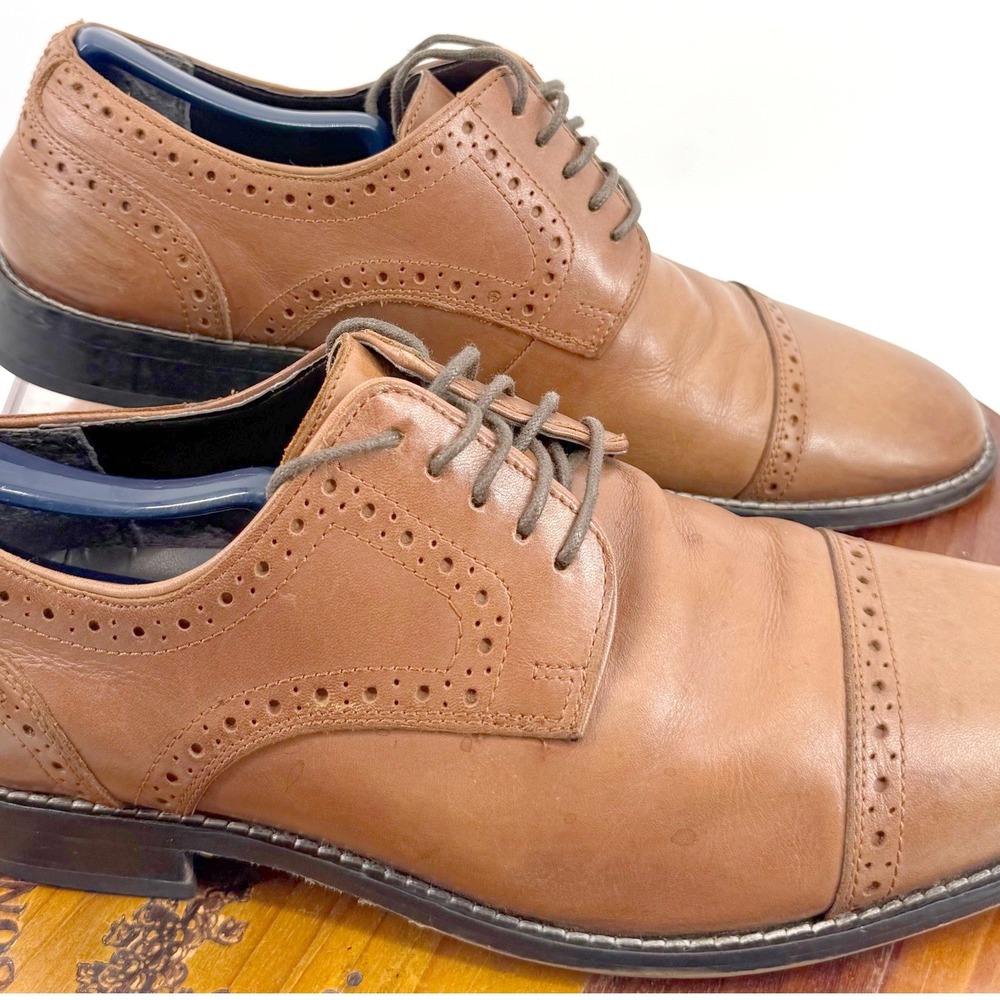 Nunn Bush Norcross Mens 10M Brown Leather Cap Toe Oxford Dress Shoes Preppy